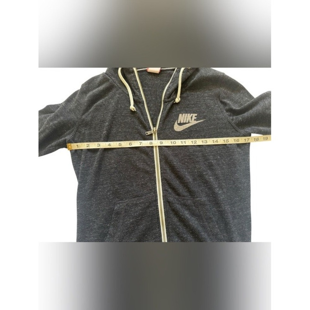 Nike‎ Womens Full Zip Hoodie Charcoal Heather Grey Lightweight Jersey Size Small - Picture 9 of 12